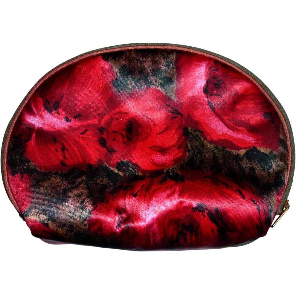 Celebrity‎ NY Red Satin Rose Jewelry Travel Case Velvet Insert